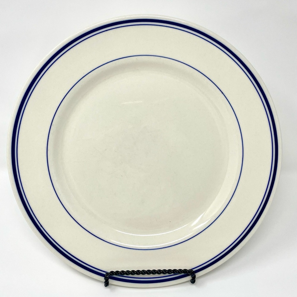 Vintage Lynn’s Stoneware Blue Band/ Blue Rings Pattern Dinner Plate 10 1/4”